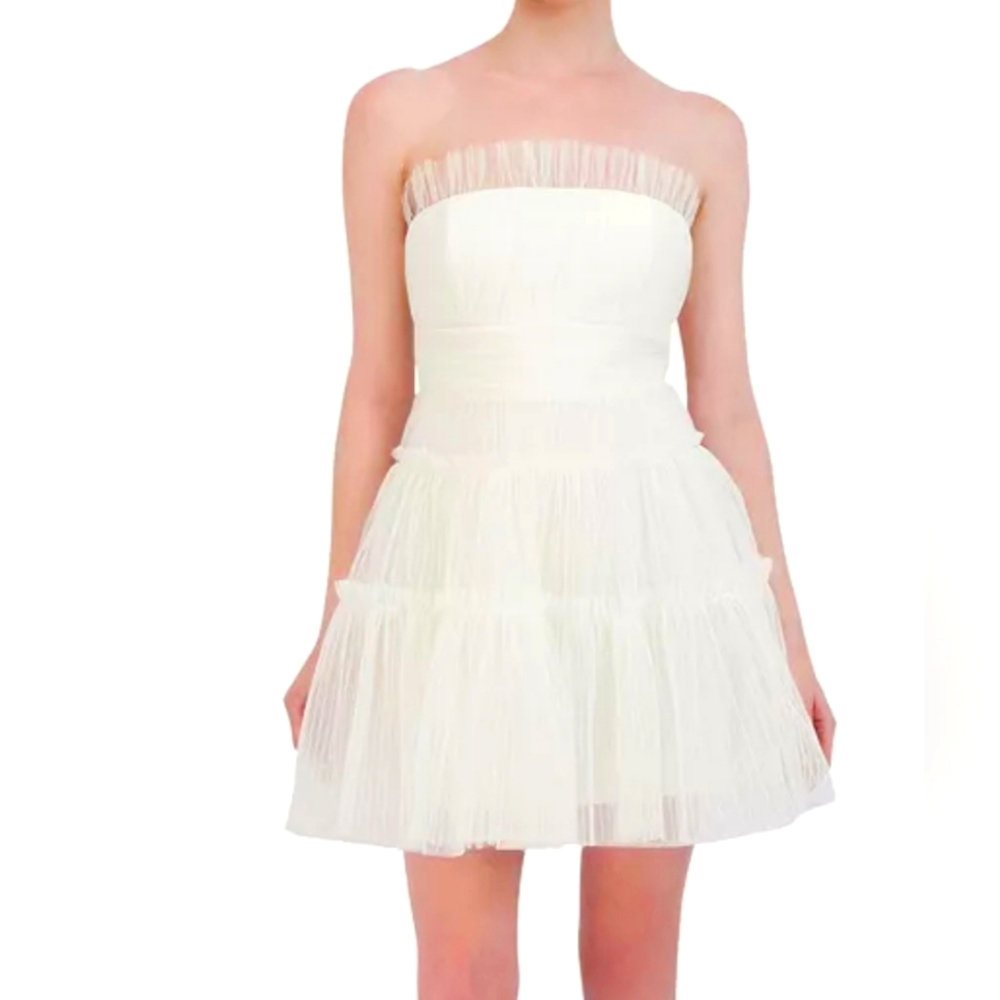 Seneca Strapless Tulle cardenia